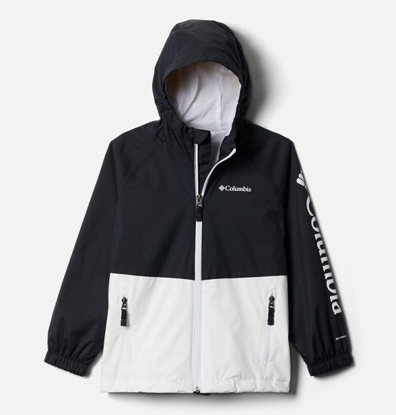 Columbia Dalby Springs Waterproof Jacket White Black For Girls NZ71496 New Zealand